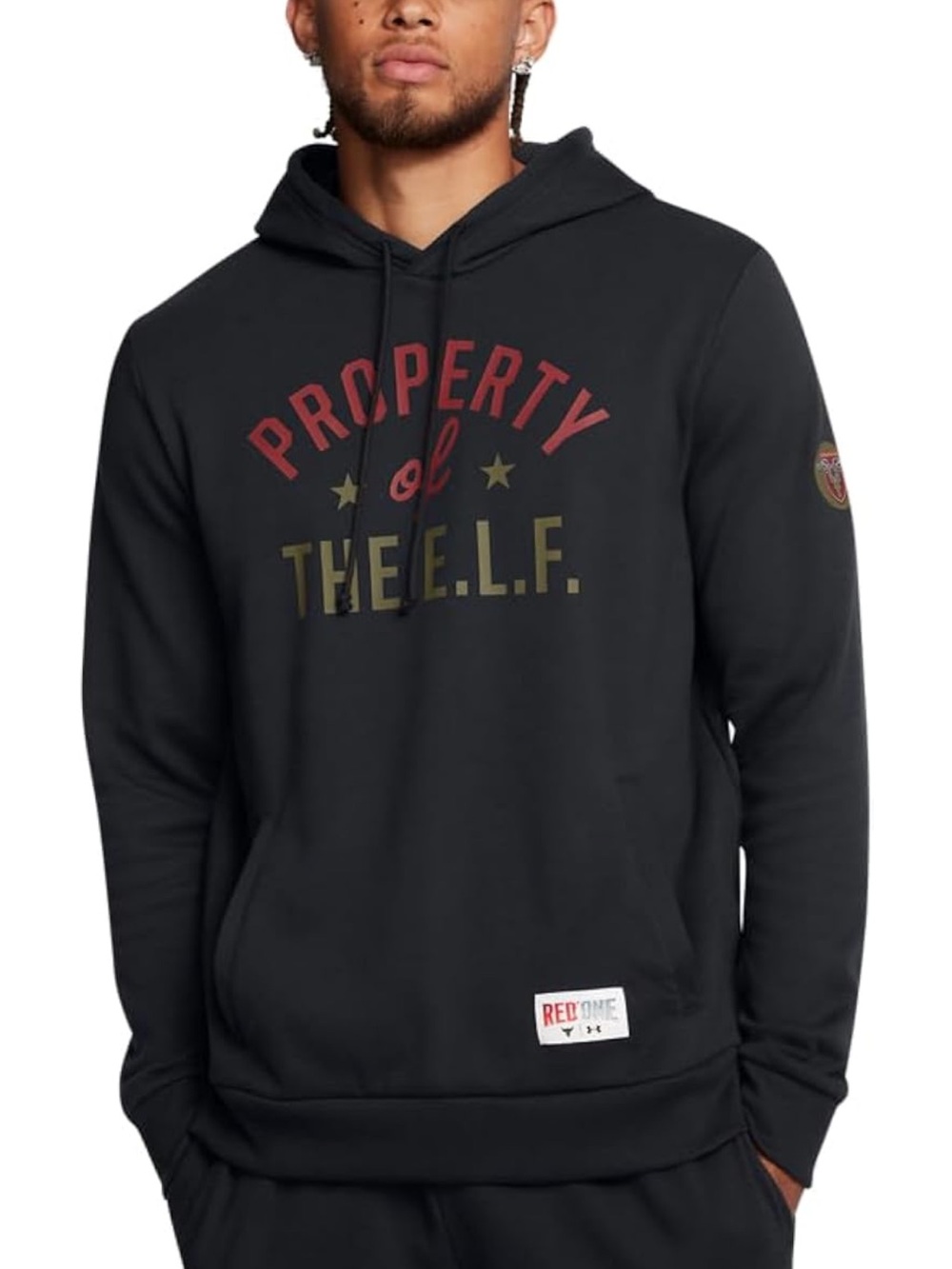 Under Armour Black Hoodie with Red and Olive Graphic